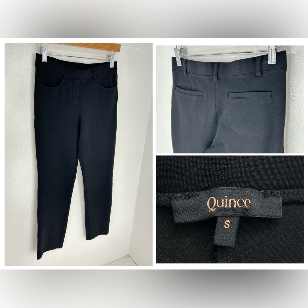 Quince‎ Ultra-Stretch Ponte Straight Leg Pant Pull On Black Size Small 27x27